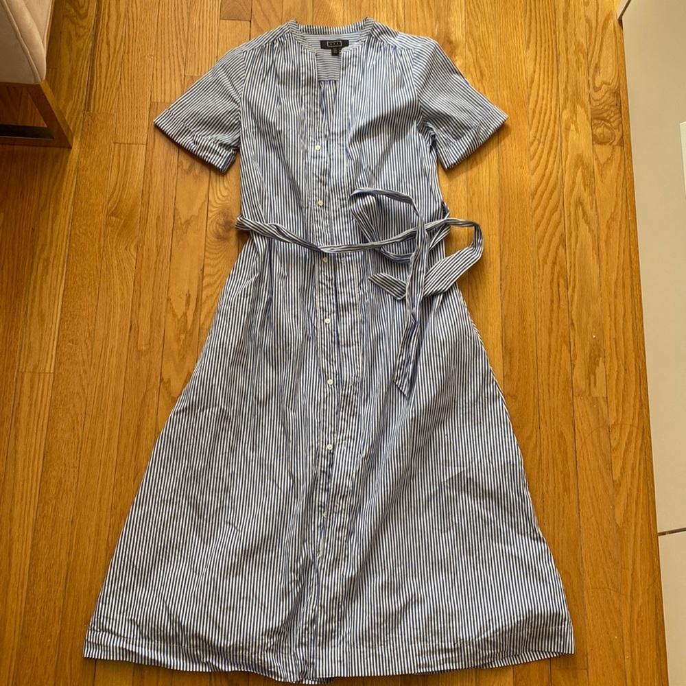 AYR blue and white striped maxi linen dress